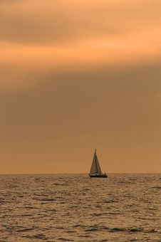 Sailboat At Sunset Royalty Free Stock Image