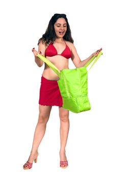 Pretty Girl In Swim Suit With Shopping Bag Stock Image Pretty Girl In Swim Suit With Shopping Bag Stock Image