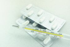 Thermometer And Tablets Stock Photos Thermometer And Tablets Stock Photos