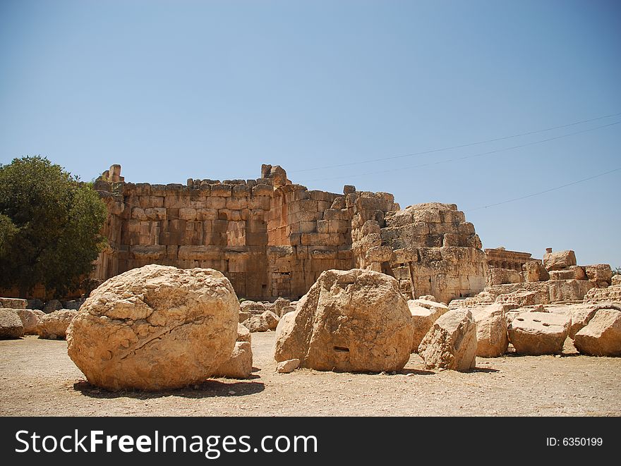 Roman ruins bacchus temple in lebanon