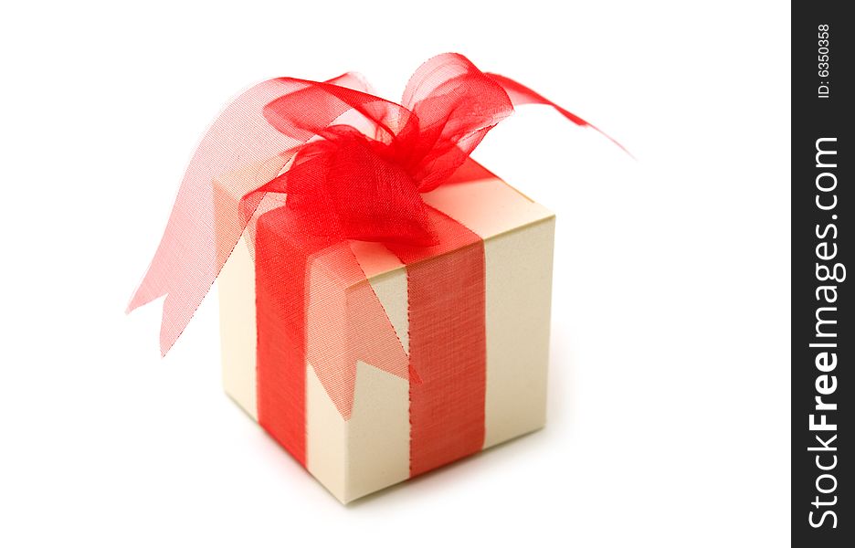 One  fancy gift box on white background