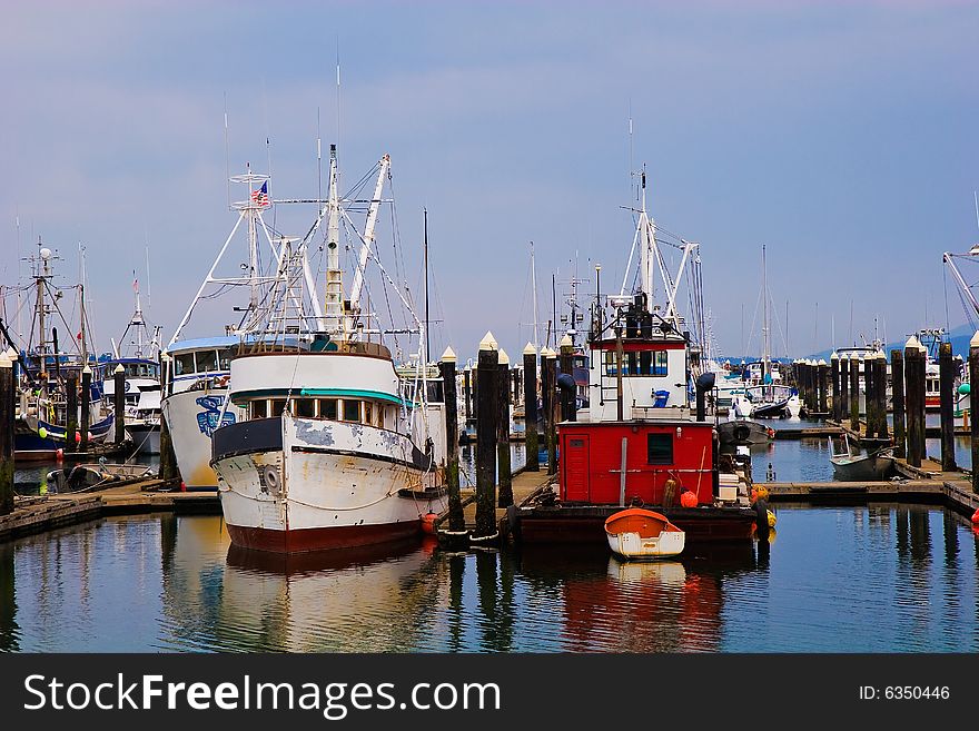 Old Red and White Fishing Boats