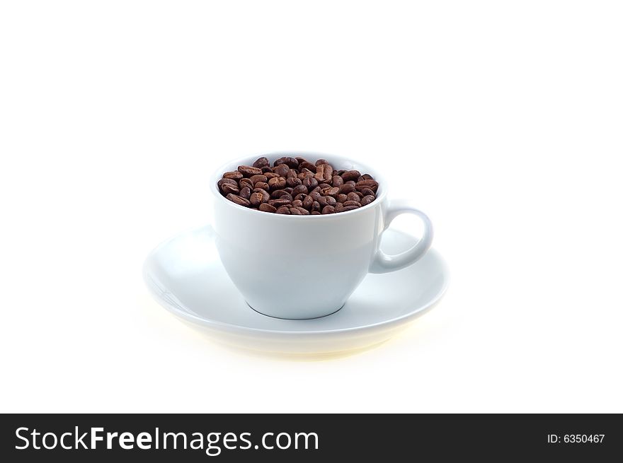Cup of seed of coffee. Cup of seed of coffee