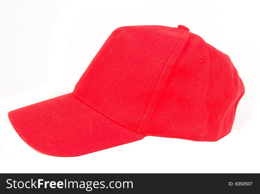 Red Baseball Cap on white ground