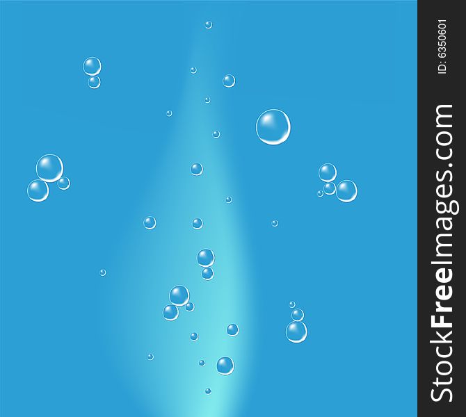 Blue water with bubbles, vector illustration