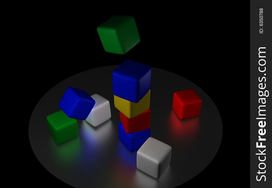 The three-dimensional image of children's cubes. The three-dimensional image of children's cubes