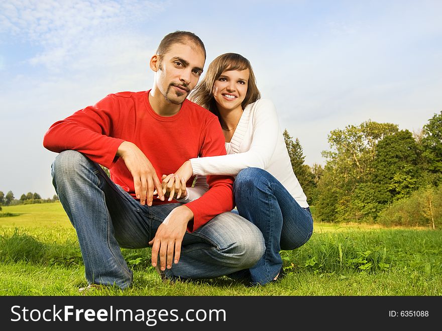 Young couple in love outdoors