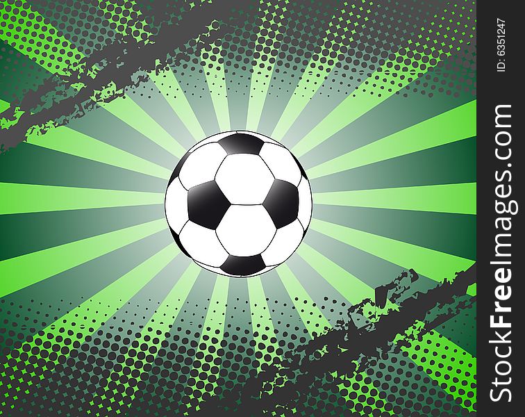 Illustration of background with football and sunburst and halftone