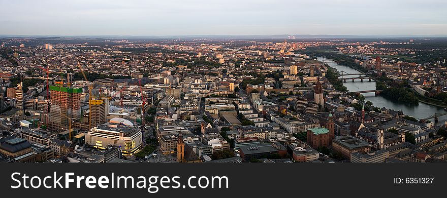 Wide High Resolution Panorama of Downtown Frankfurt. Wide High Resolution Panorama of Downtown Frankfurt