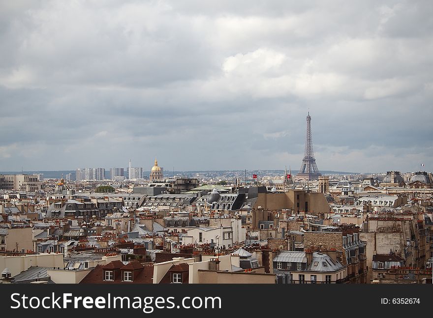 Roofs of Paris with Eiffel Tower in background