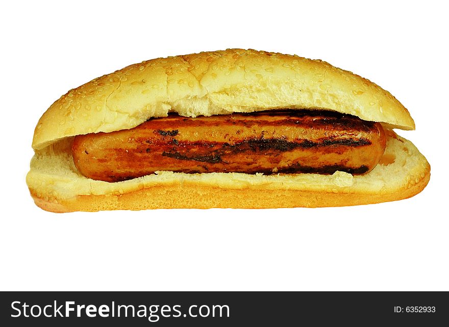 I grilled sausage on a gourmet sesame see bun. I grilled sausage on a gourmet sesame see bun