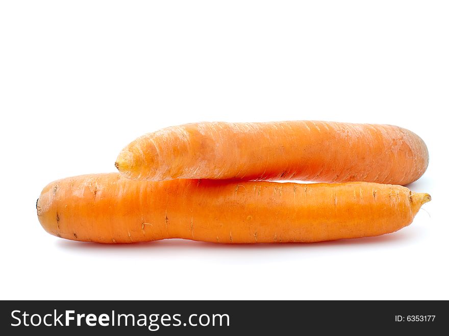 Two carrots isolated on the white background