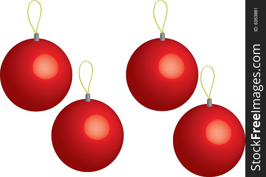 A vector of four red christmas balls.