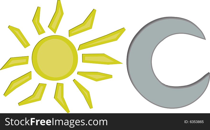 A handmade vector containing a sun and moon