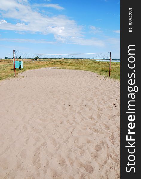 Grid for beach volleyball. summer landscape