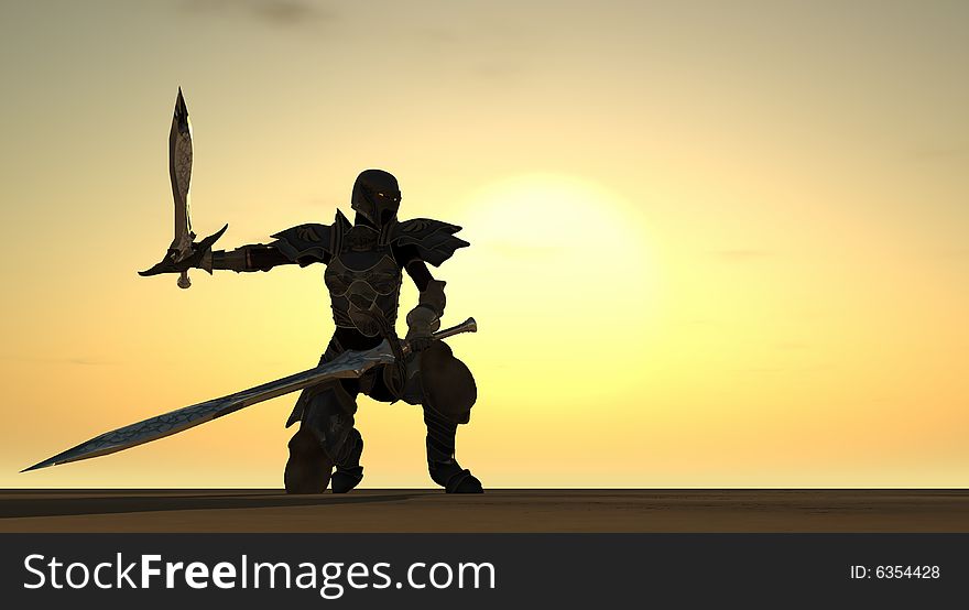 3d render of a female warrior