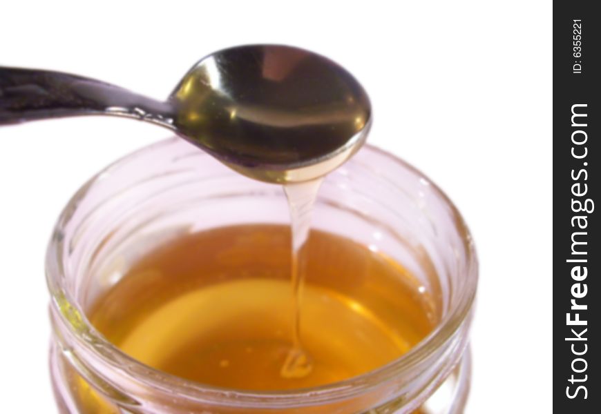 Closeup shot of honey in jar
