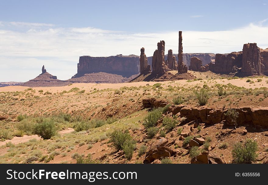 The rocks in the Monument Valley