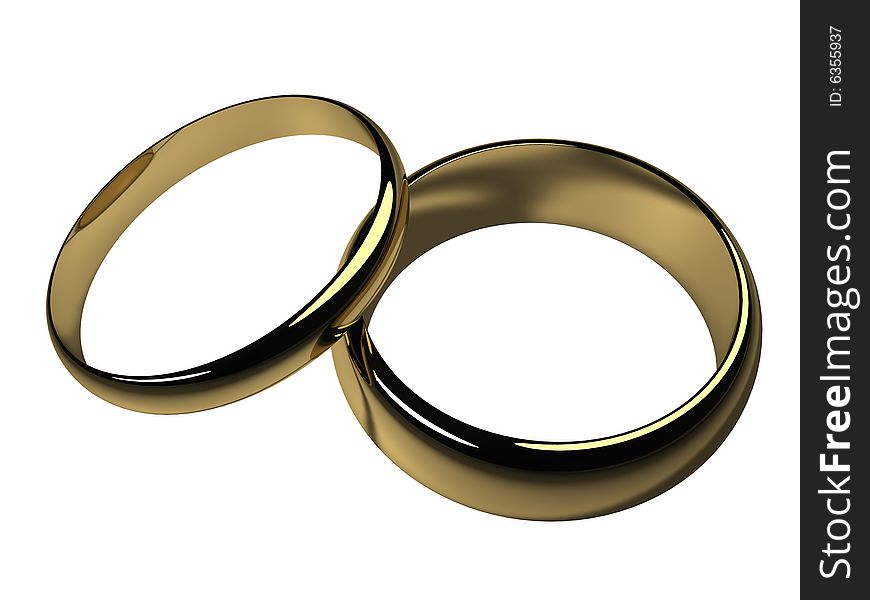 A set of his and hers wedding bands, isolated on a white background. A set of his and hers wedding bands, isolated on a white background.