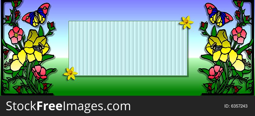 Illustration -banner with flower and butterfly. Illustration -banner with flower and butterfly