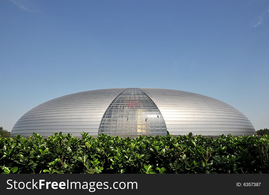 Modern building with blue sky, national theater in beijing. Modern building with blue sky, national theater in beijing