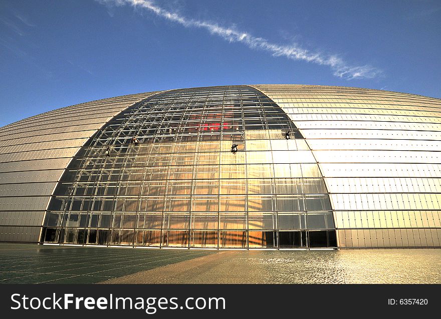 Modern building with blue sky, national theater in beijing. Modern building with blue sky, national theater in beijing