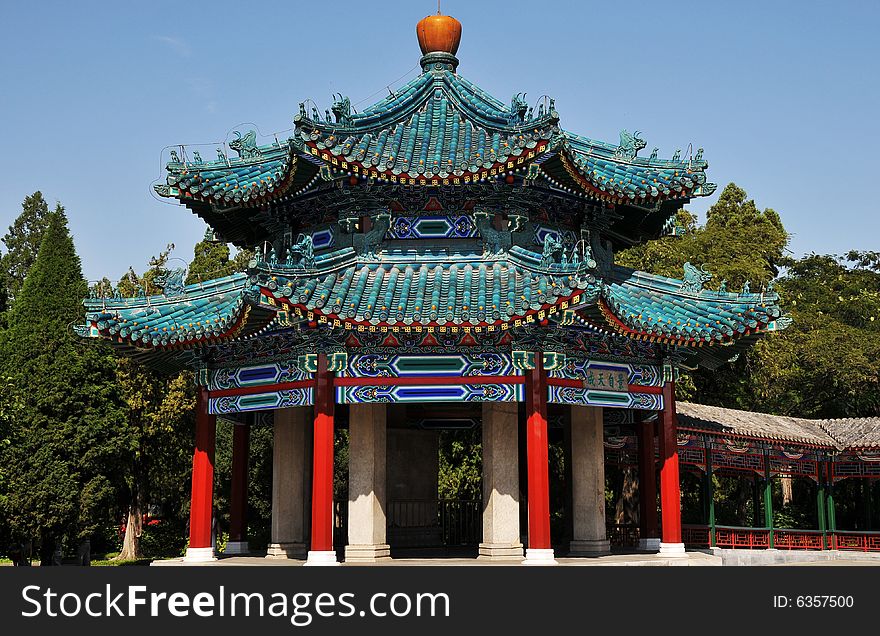 Ancient chinese building, pavilion with beautiful glaze tile. Ancient chinese building, pavilion with beautiful glaze tile