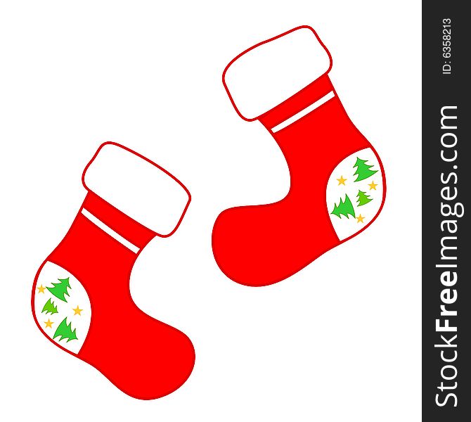 Red Christmas / x mas socks isolated on white background. Red Christmas / x mas socks isolated on white background