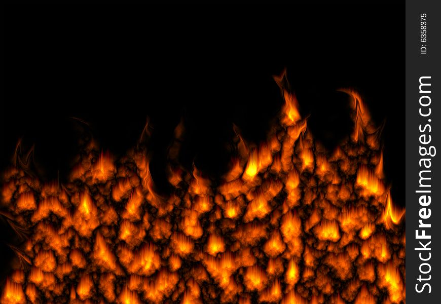 Hot Fire Flames On Black