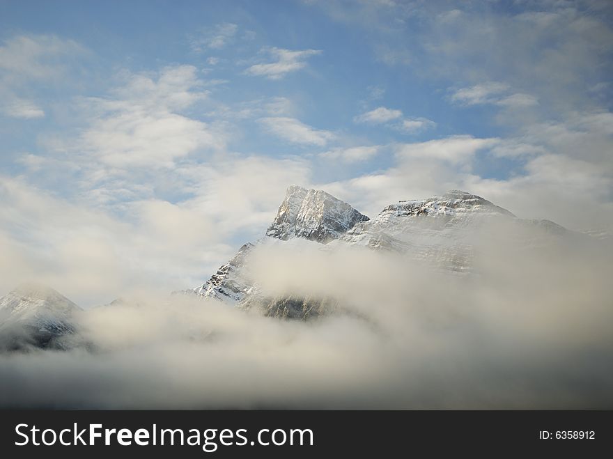 Peaks over the valley of North Saskatchewan River in Banff National Park, Canada. Peaks over the valley of North Saskatchewan River in Banff National Park, Canada