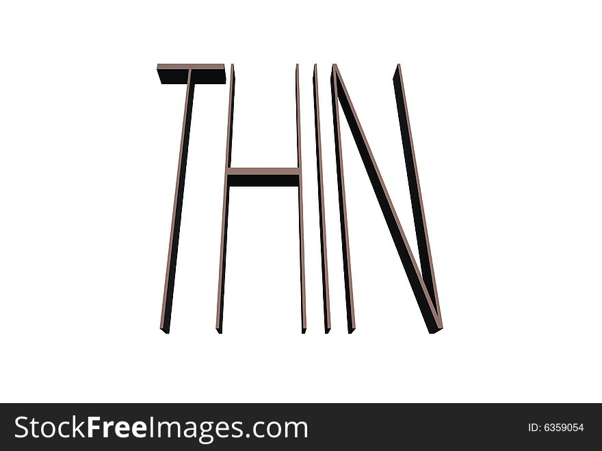A 3D graphic of the word thin