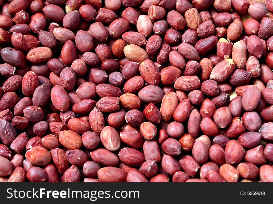 Close up of the fried peanuts. Background.