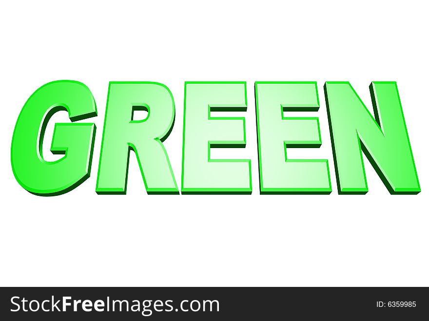 A 3D image of the word Green