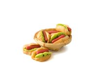 Couple Of Hotdogs In A Backet Royalty Free Stock Images