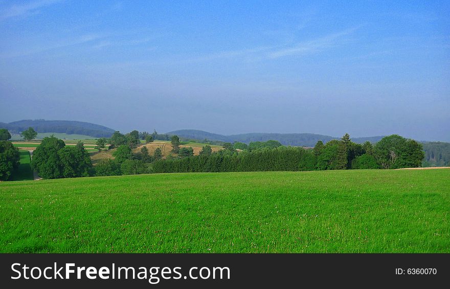 A wide open field on the Swabian Alb in south western Germany