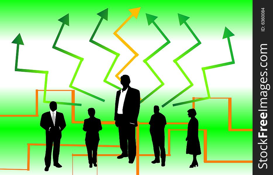 Illustration of business people  and background