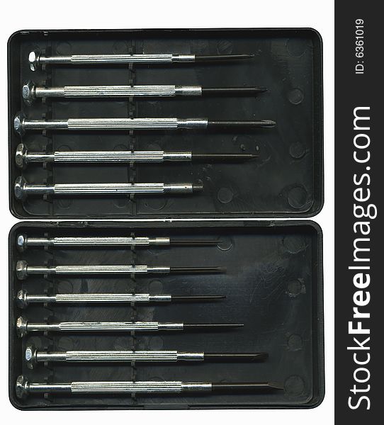 Set of professional screw-drivers and nozzles