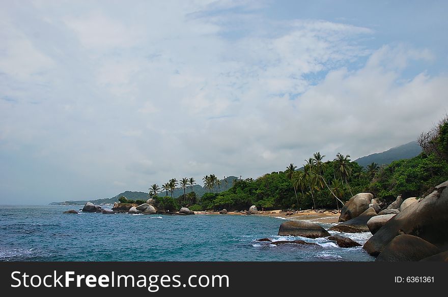 a tropical caribbean ocean view in colombia. a tropical caribbean ocean view in colombia