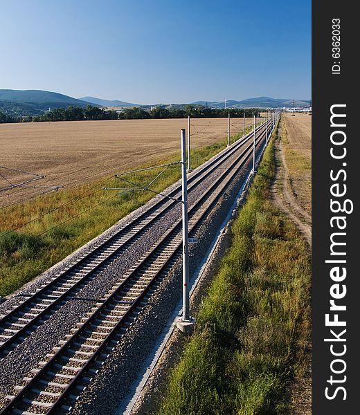 Railroad to Nove Mesto Nad Vahom in Slovakia