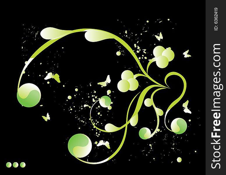 Black background with stylized by luminous ornament. Black background with stylized by luminous ornament