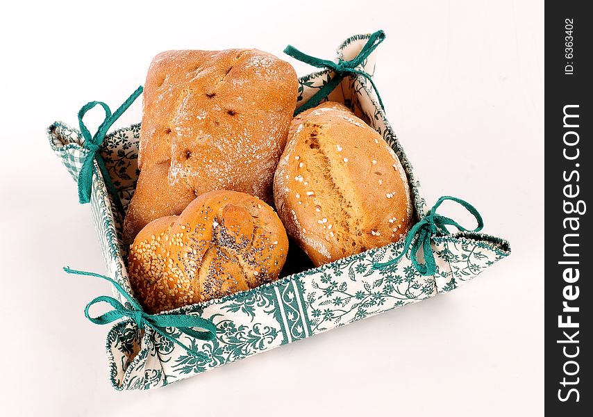 A view with Bread over white background