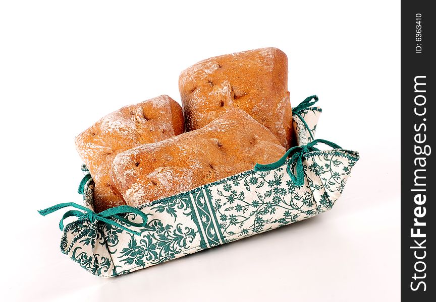 A view with Bread over white background