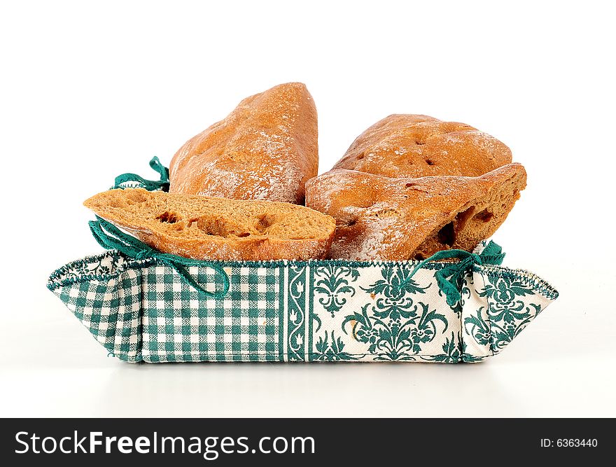 A view with Bread over white background