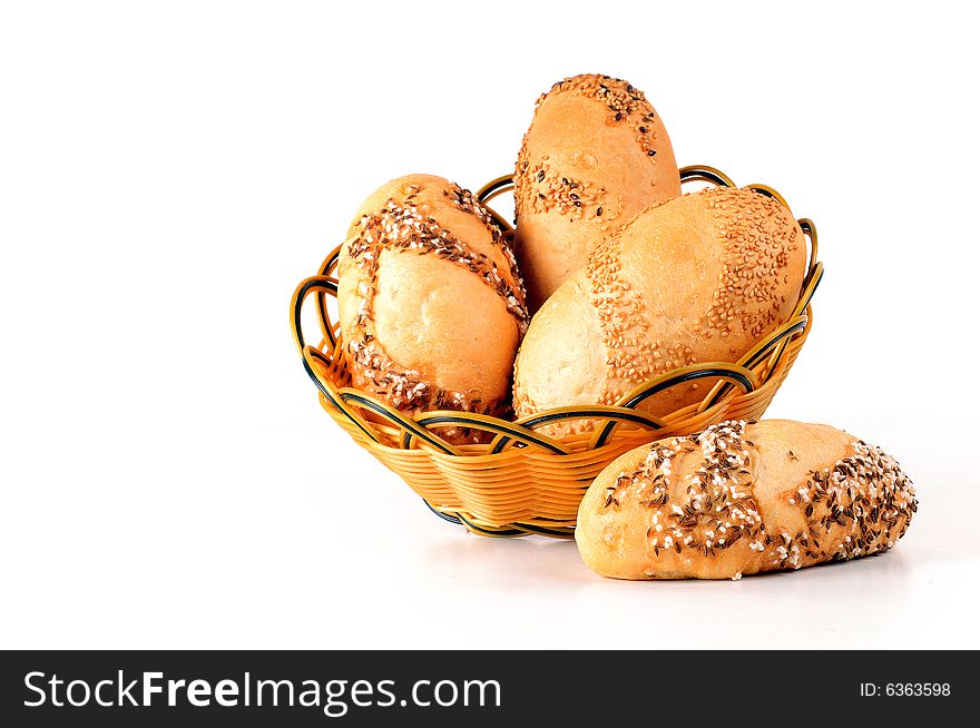 A view with Bread over white background