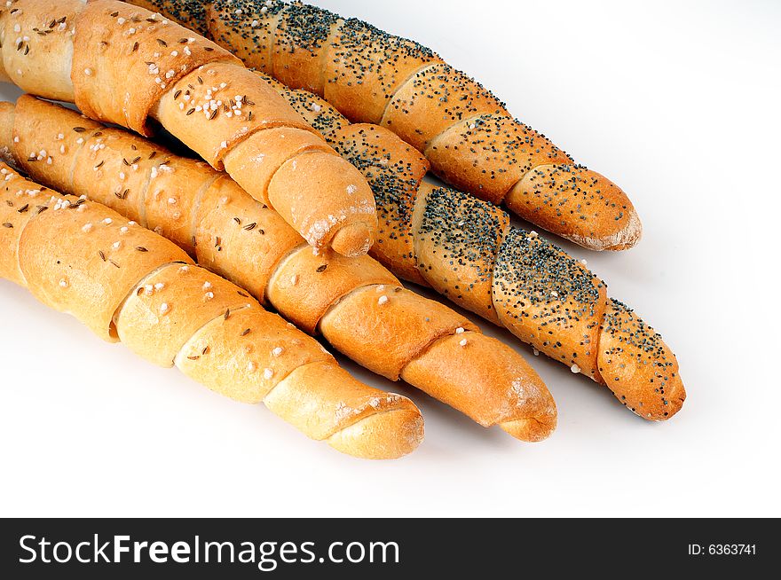 A view with Bread over white background