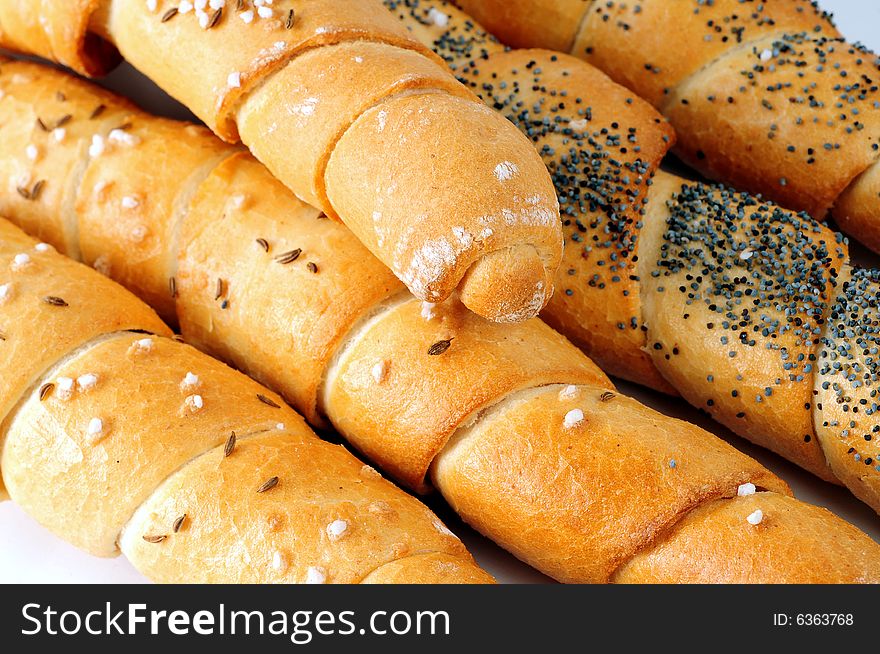 A view with Bread over white background