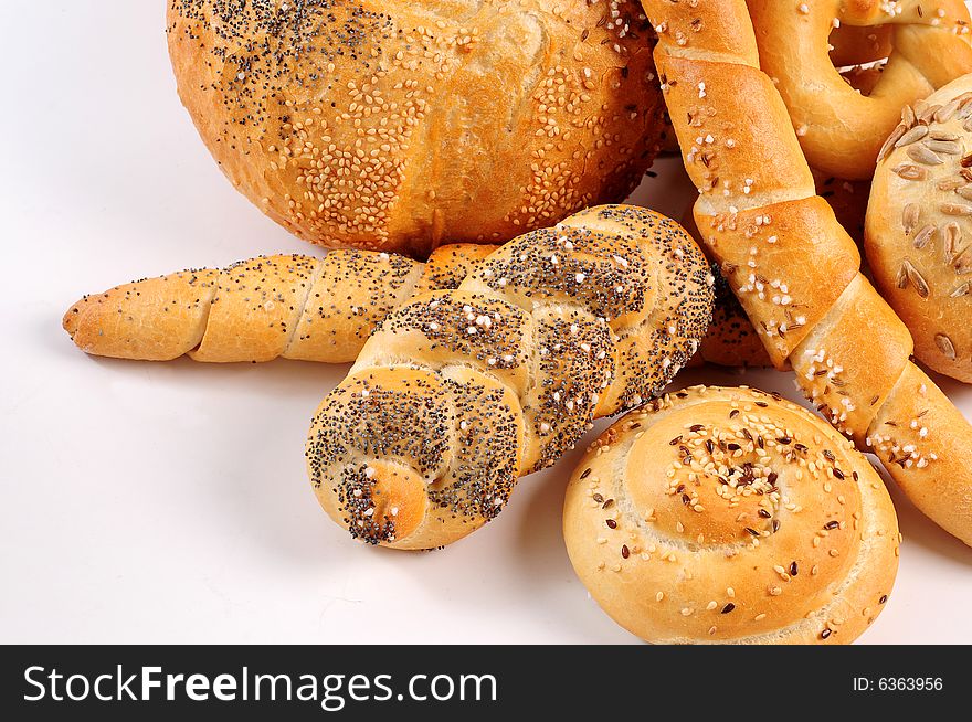 A view with Bread over white background