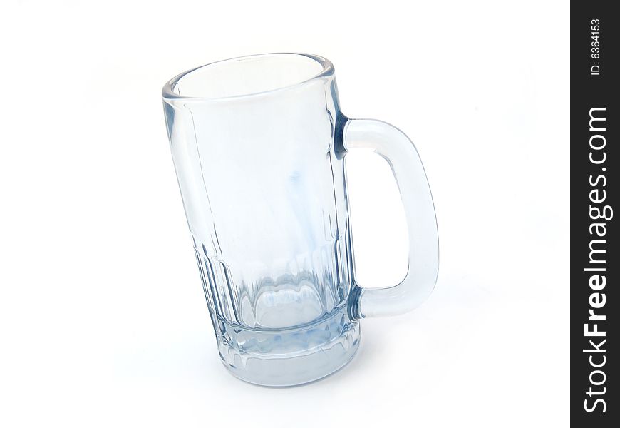 Empty glass mug isolated over white background