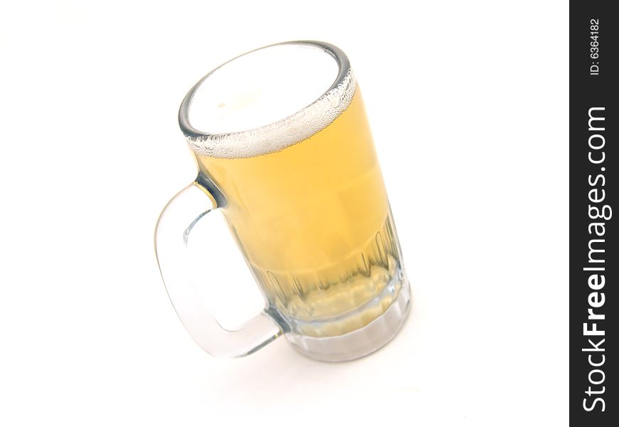 Glass mug with beer isolated over white background. Glass mug with beer isolated over white background