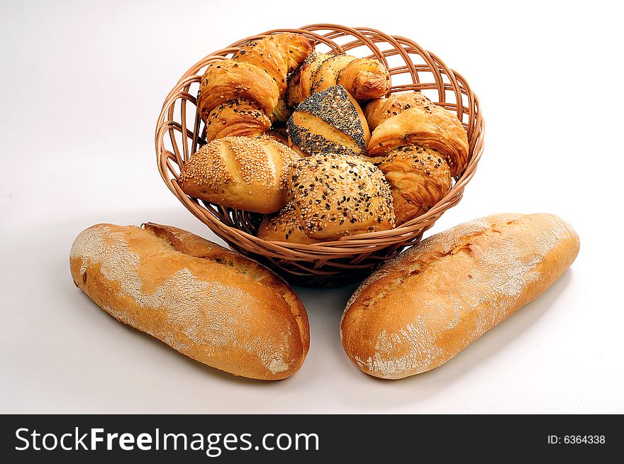 A view with Bread over white background